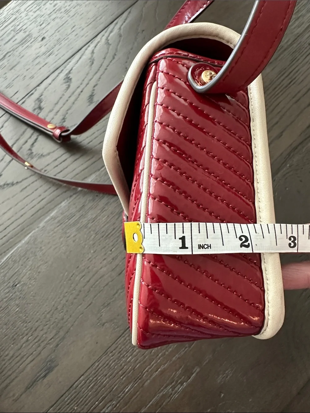 Tory Burch Dark Red Quilted leather Crossbody with Cream Trim